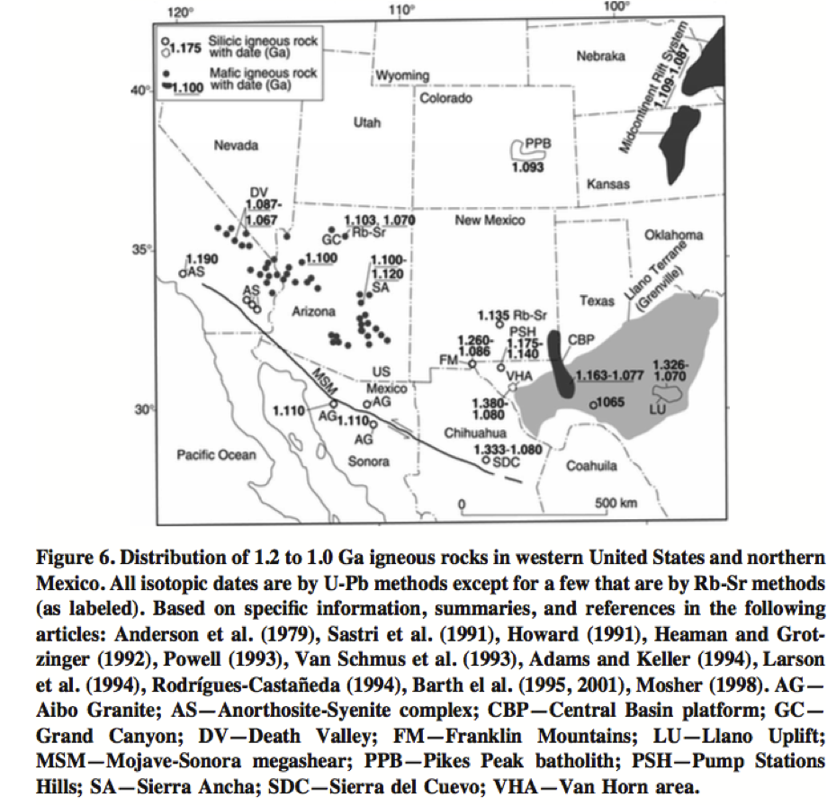 1.0-1.3 Ga igneous ages in SW US