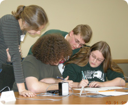 High-school students work on a project at the National Ocean Sciences Bowl in Boulder.