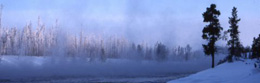 Steam fog over Madison River, Yellowstone National Park