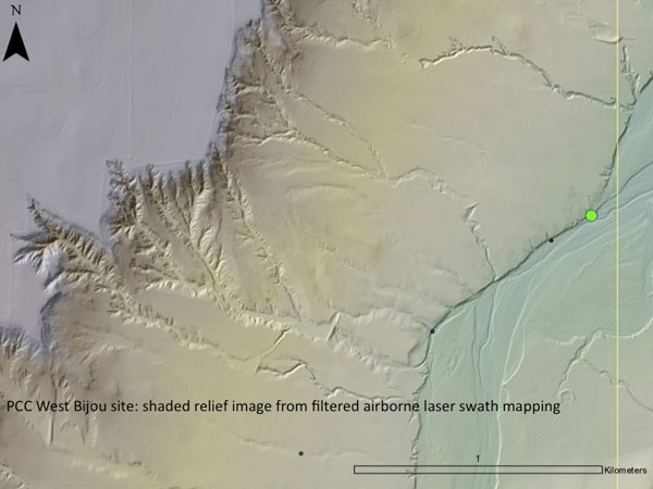 West Bijou site: shaded relief image from filtered airborne laser swath mapping