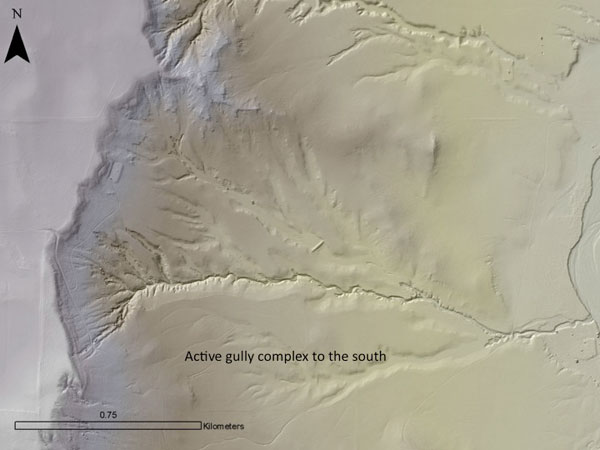 Active gully complex to the south