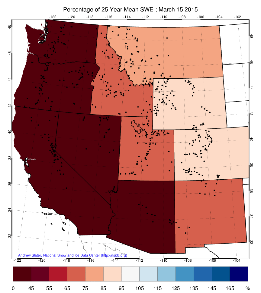 Percentage of mean SWE in last 25yrs