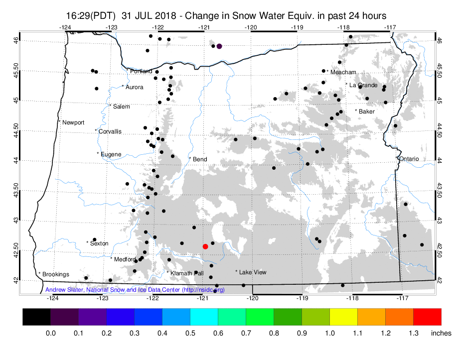 Oregon SNOTEL 24hr Increment